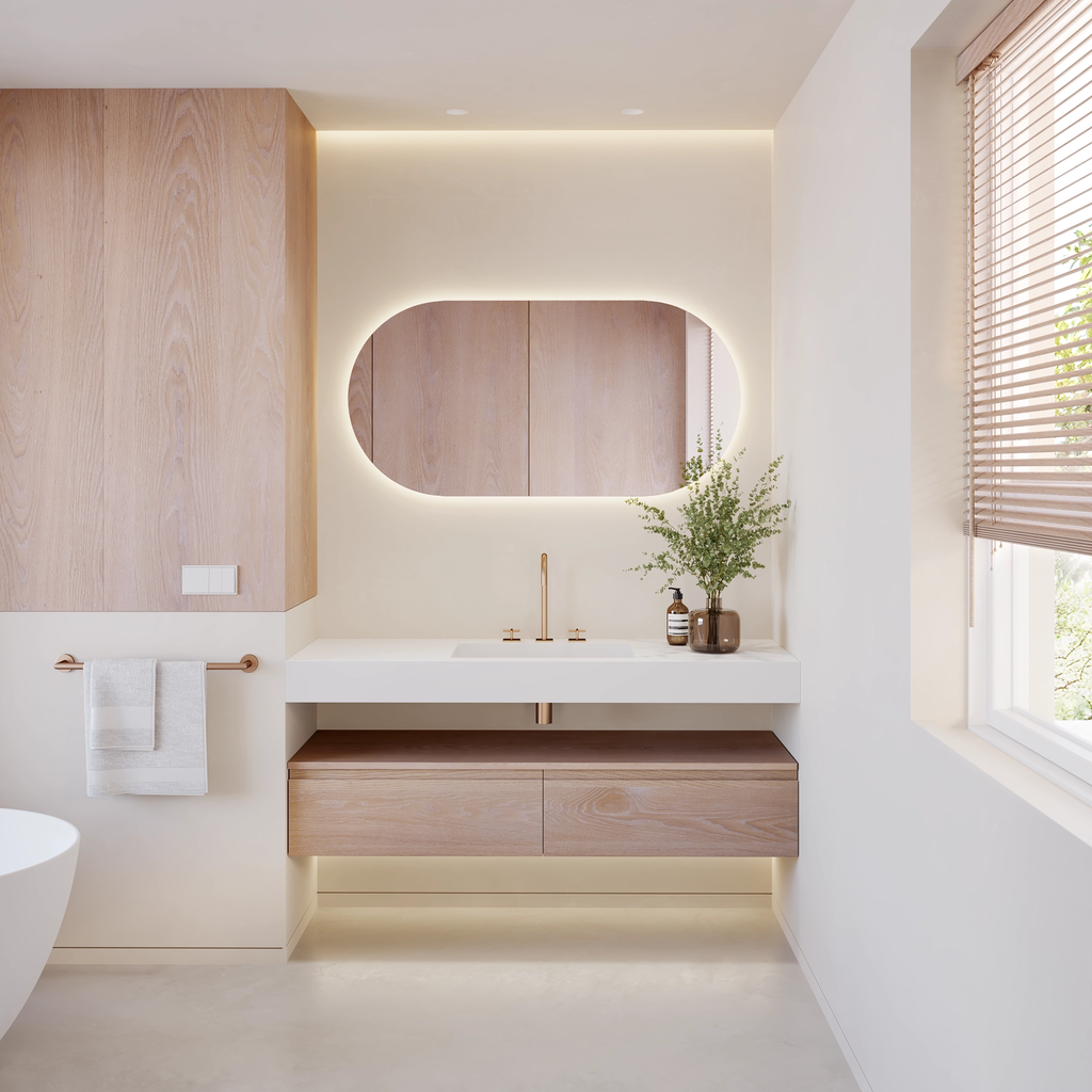 Stella Horizontal Oval Backlit Bathroom Mirror | Riluxa